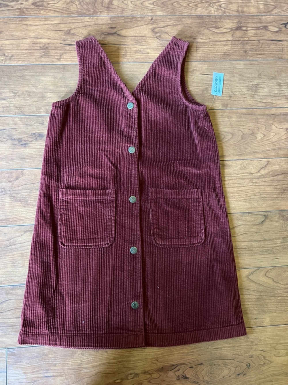 Old Navy Corduroy Pinafore Dress in Burgundy